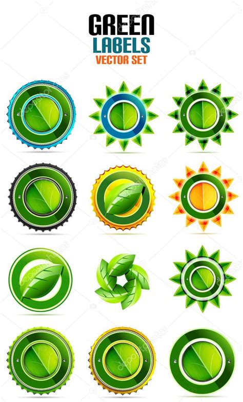 Green Leaf Labels Eco Friendly Badges Stock Vector Image By Akomov