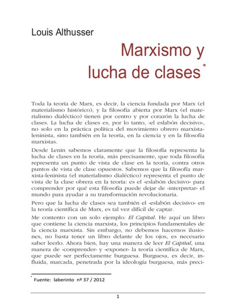 Marxismo Y Lucha De Clases