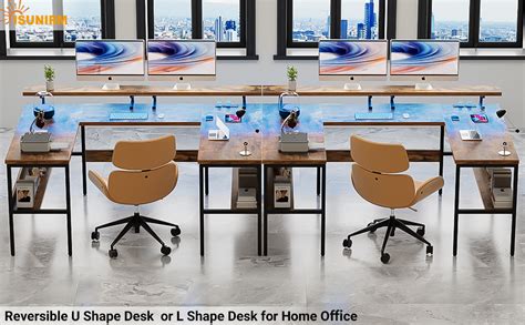 Isunirm U Shaped Office Desk Customizable L Shaped