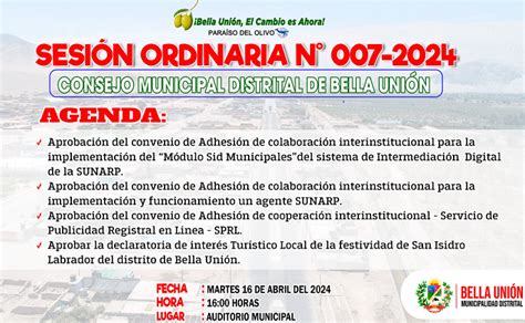 Invitación A Sesión Ordinaria N°007 2024 Mdbu Campañas