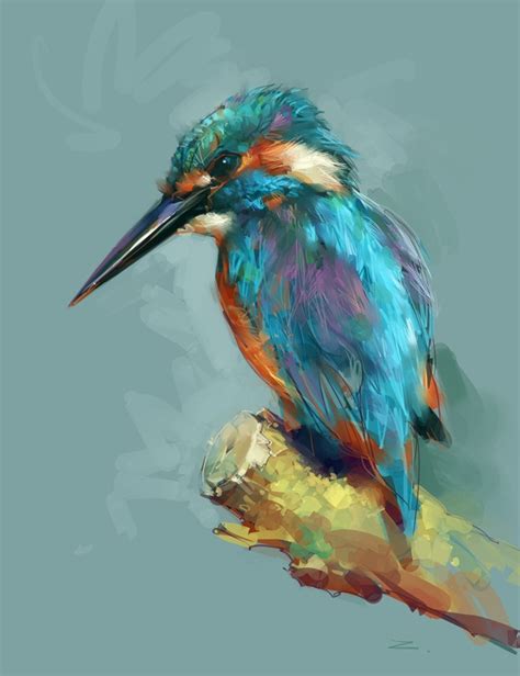 Art Painting Of A Kingfisher By Unknown