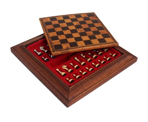 Ensemble Jeu d Échecs Magnétique en Métal et Échiquier en Bois et