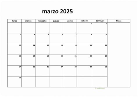 Calendario Marzo 2025