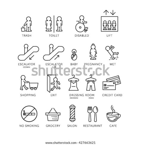 Set Wayfinding Signboard Signage Symbol Icon Stock Vector (Royalty Free ...