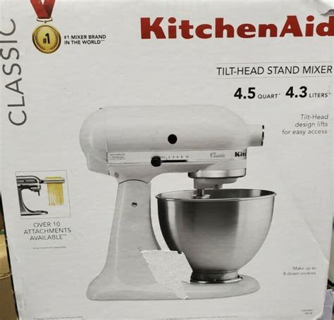 🔥kitchenaid Classic Series 45 Quart Tilt Head White Stand Mixer K45sswh For Sale Online Ebay