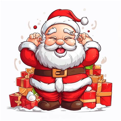 Premium Photo An Illustration Of Santa Claus With A Big Stack Of