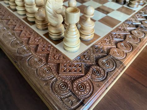 Carved Wooden Chess Set, Wooden Chess Set, Wooden Chess Set Handmade ...