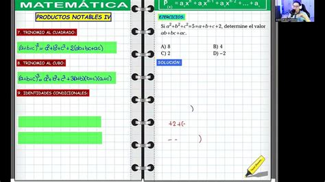 Productos Notables Trinomio Al Cuadrado Trinomio Al Cubo Identidades Condicionales Youtube