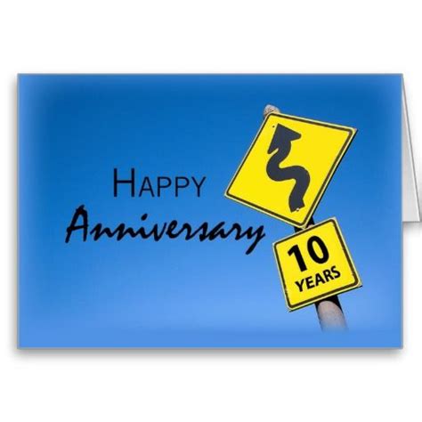 Employee Anniversary 10 Years Road Sign Card Zazzle Anniversary