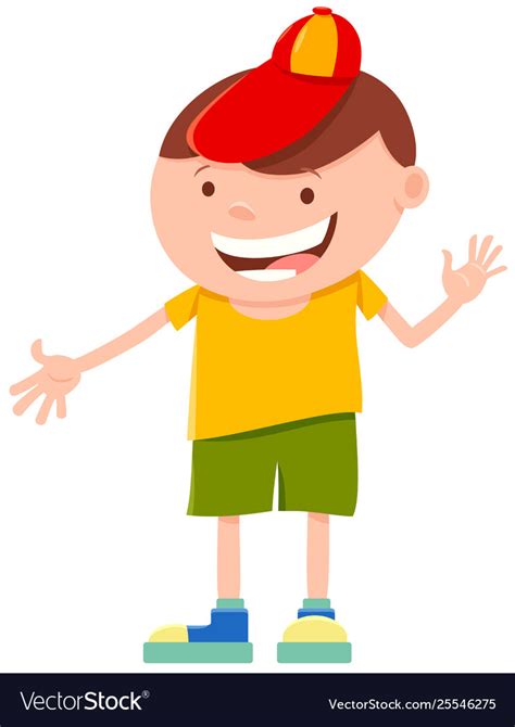 Happy Elemntary Age Boy Cartoon Character Vector Image