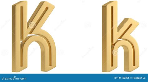 Gold Metal K Alphabet Isolated On White Background 3d Illustration Stock Illustration