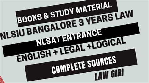 Books For Nlsat Law Entrance Exam Nlsiu Bangalore Years Llb