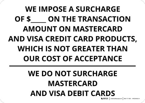 Credit Card Surcharge Sign Template