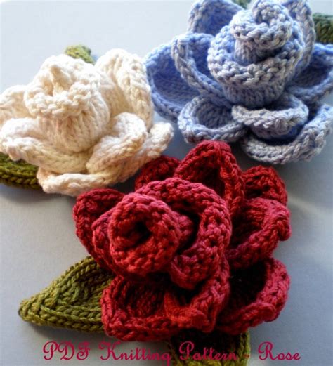 PDF Knit Flower Pattern Rose Knit Flower