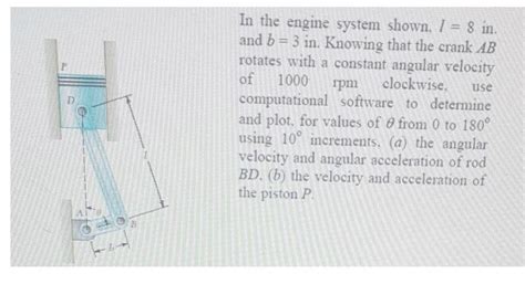 Solved In The Engine System Shown L 8 In And B 3in Chegg