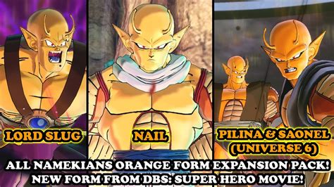 All Namekians Orange Forms Expansion Pack Slug Nail Pilina And Saonel Dragon Ball Xenoverse 2