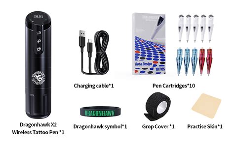 Amazon Dragonhawk Practice Tattoo Kit Wireless X Tattoo Pen