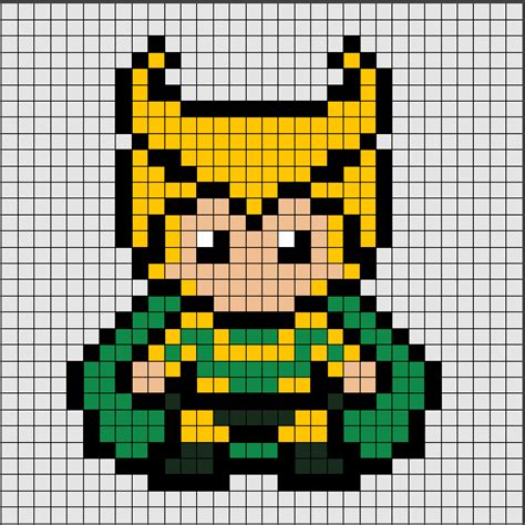 Plantillas Hama Beads Loki Marvel Vengadores Pixel Art Naruto Pixel