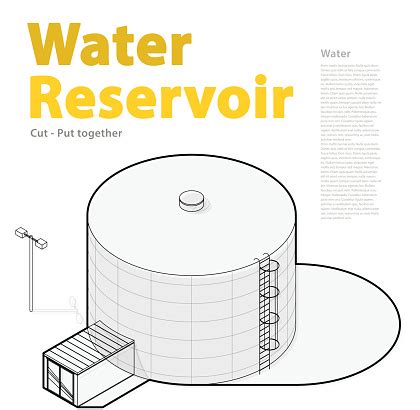 Water Tank, Outlined Cistern. Water Treatment Isometric Building ...