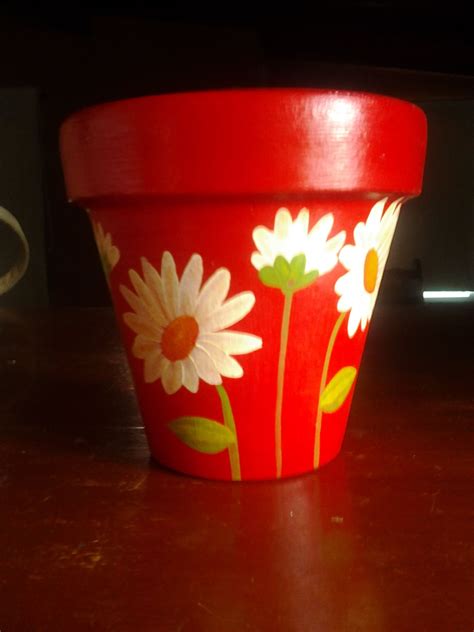 Maceta Pintada A Mano Margaritas Flower Pot Crafts Decorated