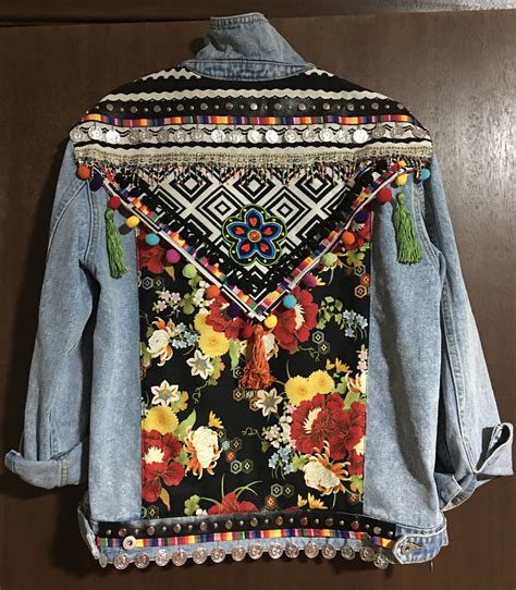 Upcycled Denim Jacket By Cherie Strudwick Embellished Denim Jacket