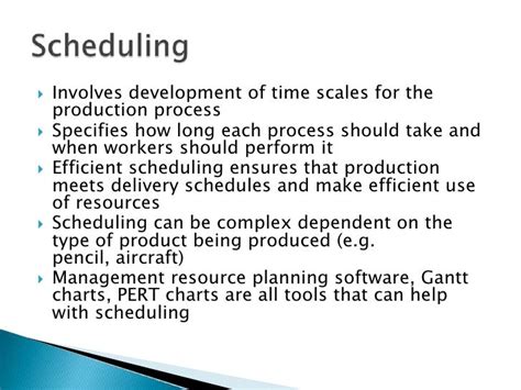 Production control presentation