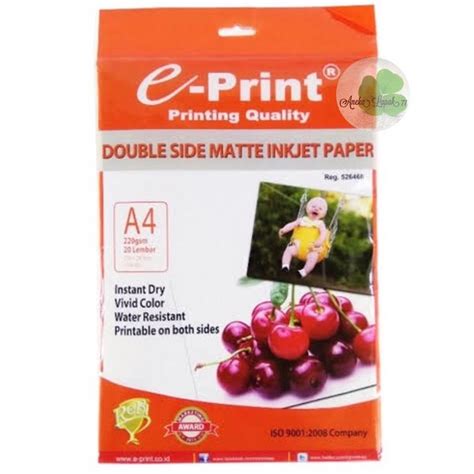 Jual E Print Double Side Matte Inkjet Paper Gsm Lbr Kertas