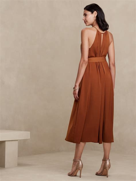 Halter Silky Midi Dress Banana Republic Factory