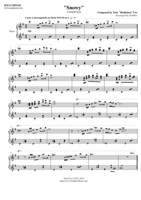 Undertale Snowy Sheet Music Piano Score Free Pdf Download Hk