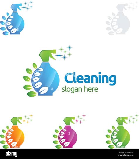 Cleaning Service Vector Logo Design Eco Friendly Concept For Interior