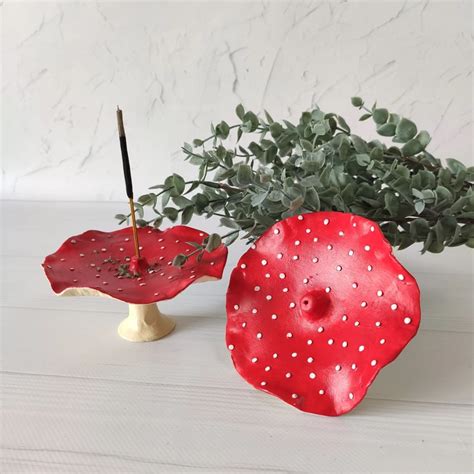 Amanita Mushroom Incense Holder Clay Incense Holder Incense Sticks Fly