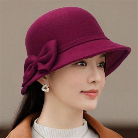 Satın Alın Autumn Winter Warm Hat Women Vintage Retro Hat Church Bowler Cloche Hats Wool Felt