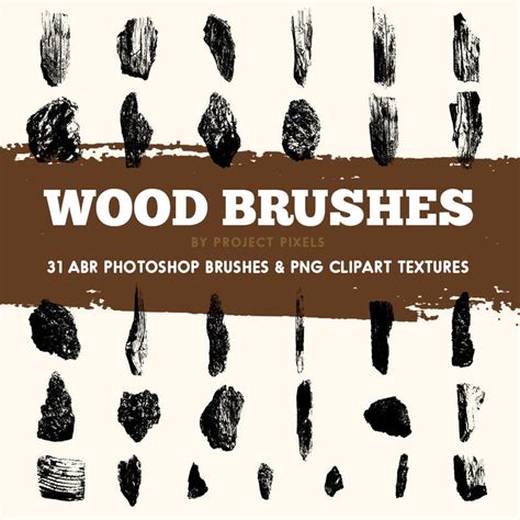 Wood Photoshop Brushes, Wood Texture Clipart, Graphic Design, Wood ...