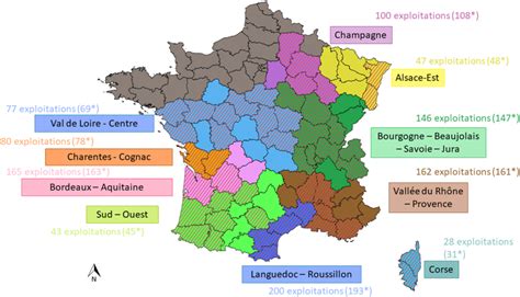 Répartition géographique des exploitations agricoles des échantillons