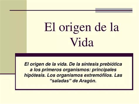 Ppt El Origen De La Vida Powerpoint Presentation Free Download Id4135690