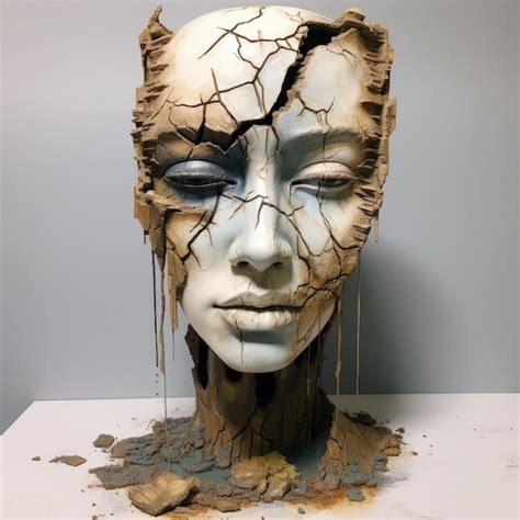 Premium AI Image A Statue Of A Woman With A Cracked Face