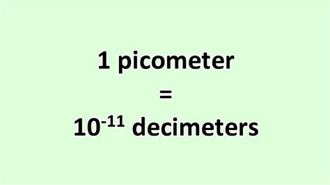 Convert Picometer to Decimeter - ExcelNotes