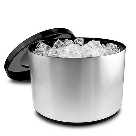 10 Litre Plastic Ice Bucket Brushed Aluminium Effect Ice Cube Bucket By