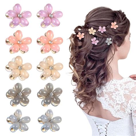 Amazon Tyqour 10pcs Small Rhinestone Flower Hair Clips For Girls