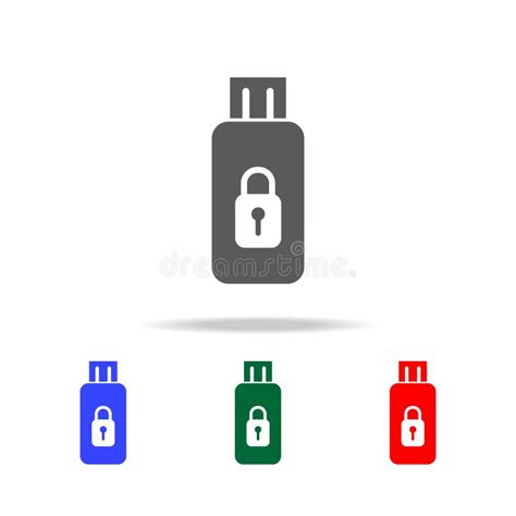 Asegure El Icono De Memoria USB Elementos De Los Iconos Coloreados