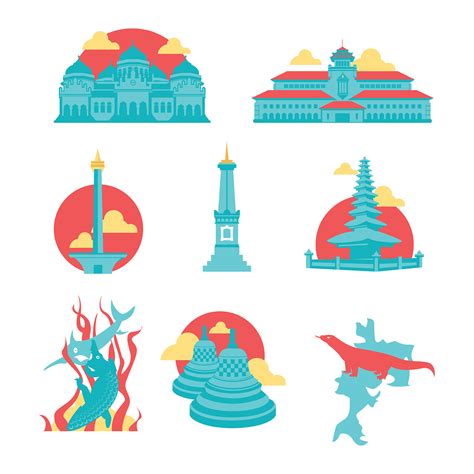 Indonesian Landmark Vector Icons On Behance