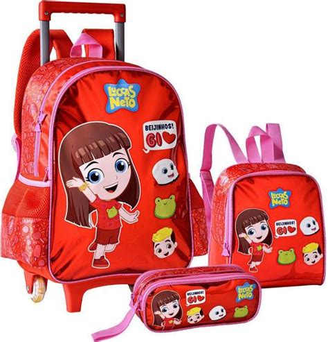 Kit Mochila Bolsa Refor Ada Escolar Infantil Feminina Rodinhas Gi