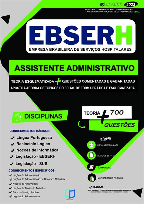 APOSTILA EBSERH 2023 Assistente Administrativo DE ACORDO O