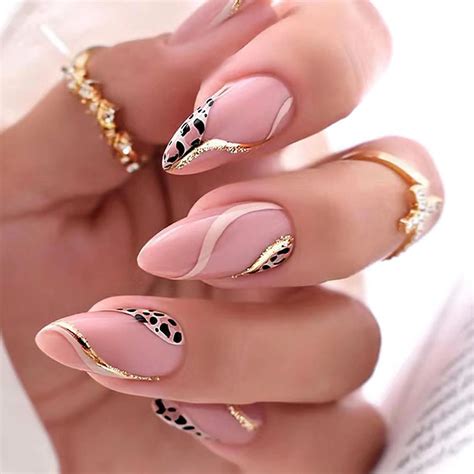 Justotry St Ck Leopard Stiletto N Gel Zum Aufkleben Kurz Pink French