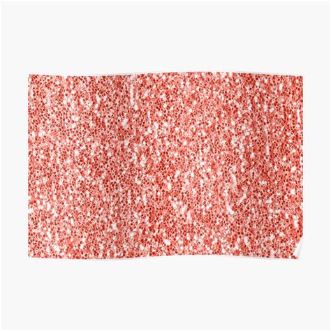 Living Coral Dark Faux Glitter Sparkles Poster By Pldesign Redbubble