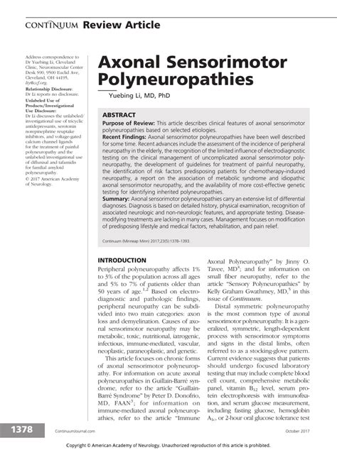 Pdf Axonal Sensorimotor Polyneuropathies