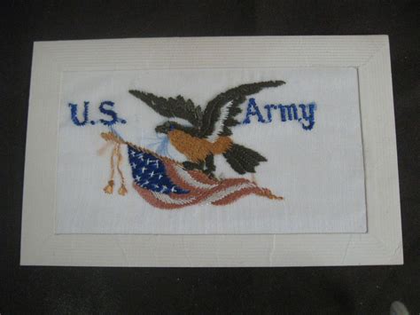 Antique Vintage Wwi Embroidered Silk Postcard Us Army World War 1