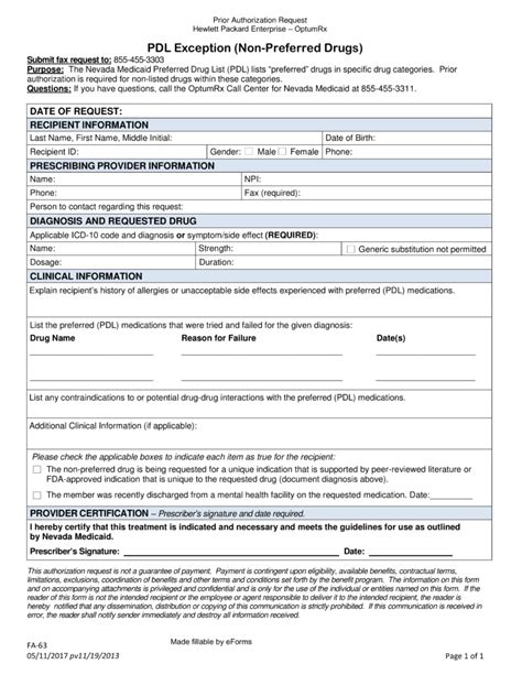 Free Nevada Medicaid Prior Authorization Form Pdf Eforms