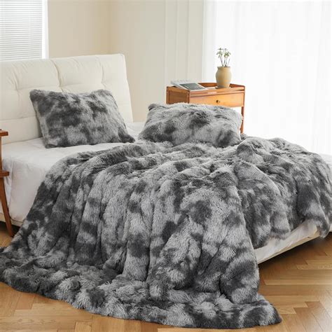 Auemtyn Fluffy Shaggy Duvet Cover Set King Size 3 Pieces