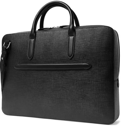 Smythson Panama Cross Grain Leather Briefcase Black Smythson